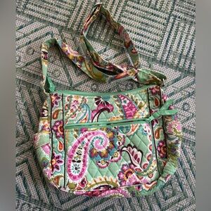 Vera Bradley Paisley Crossbody Bag Green Pink Retired Tutti Frutti Pattern VGUC